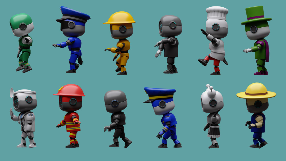 Сartoon robots 1 01 in professions costumes