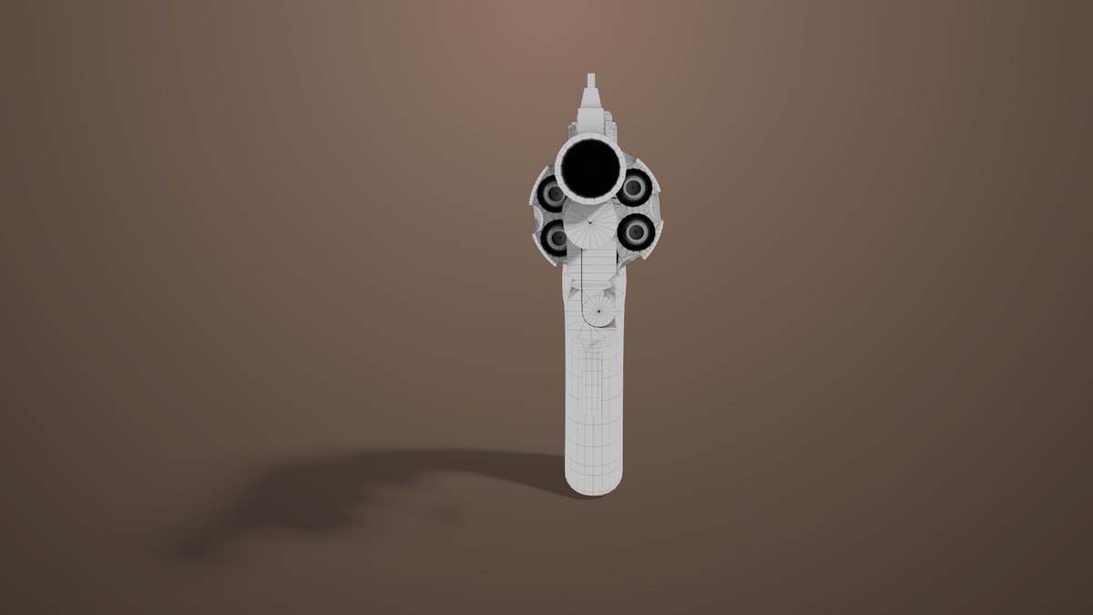 Revolver 05 Small Silver with Bullet URP HDRP Textures