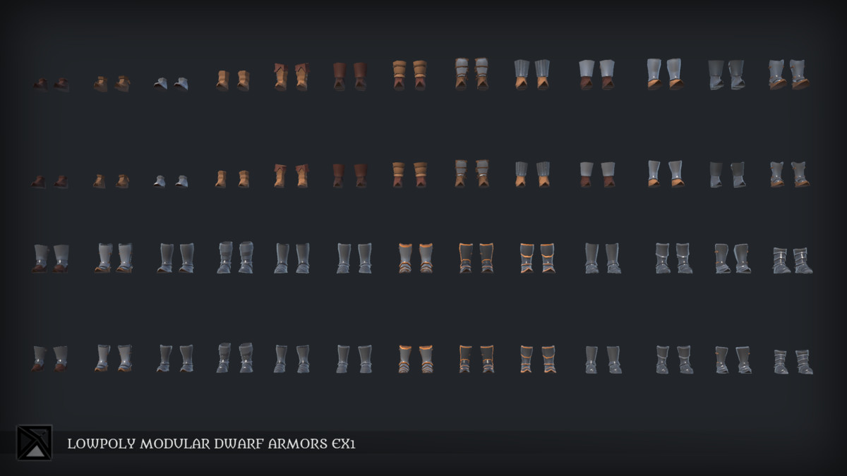 Lowpoly Dwarfs Modular Armors Ex1 - MEDIEVAL FANTASY SERIES