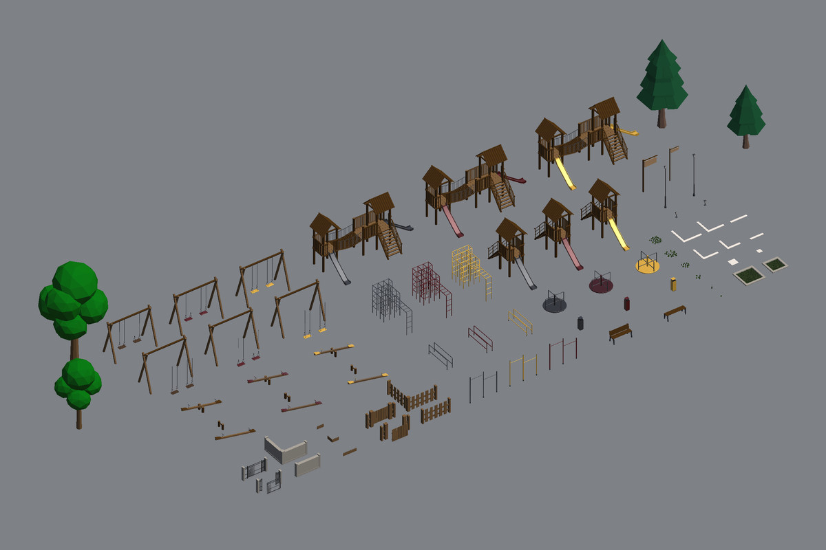 Low Poly Children's Playground Pack