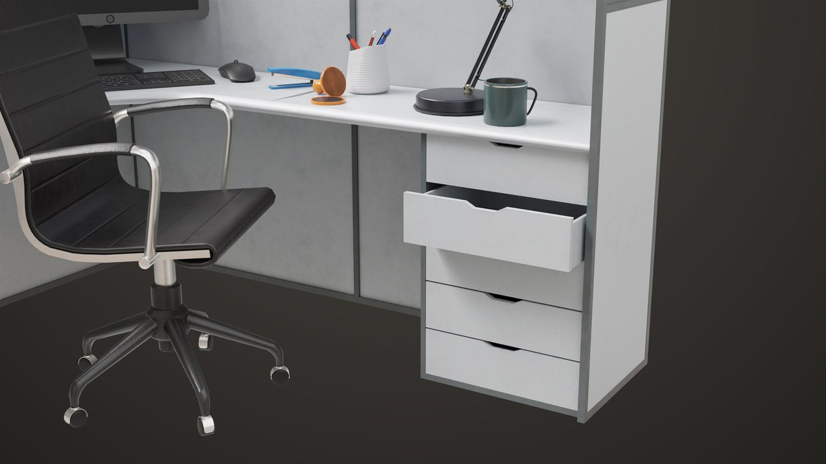 Office Desk Props Single Mat URP HDRP Textures