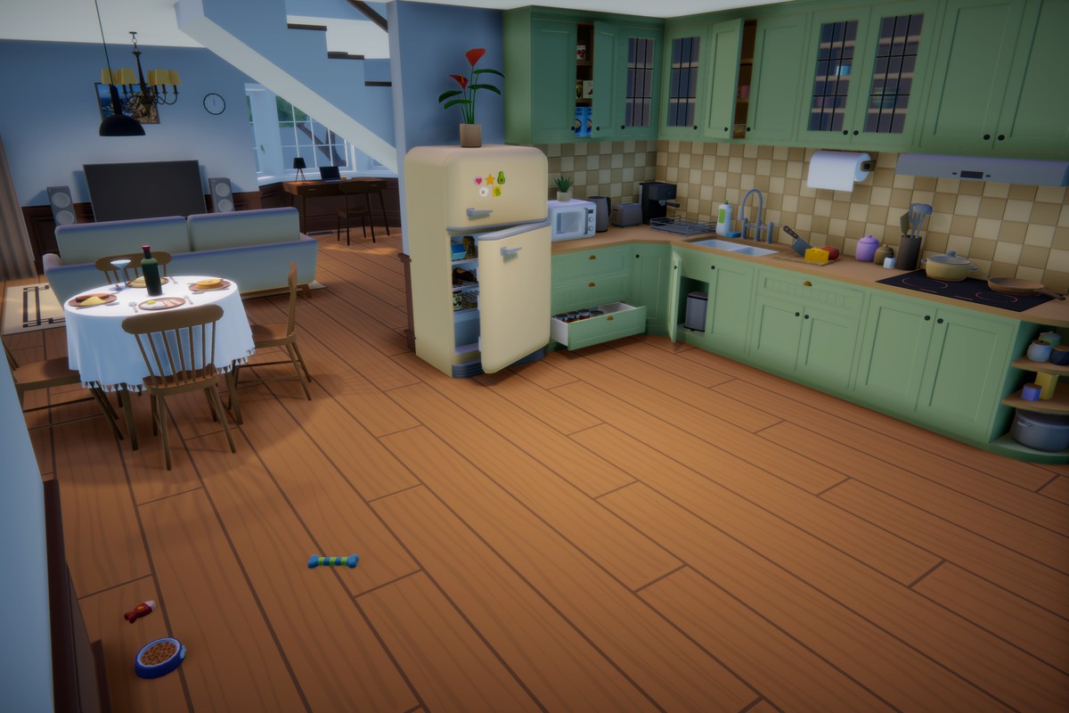 Low Poly Cartoon House Interior & Exterior