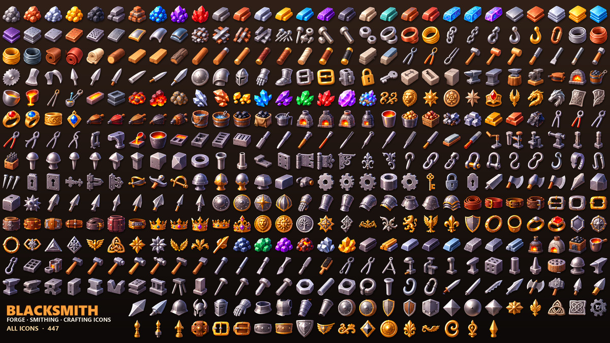 Blacksmith Icons - Ores, Tools & Weapon Parts