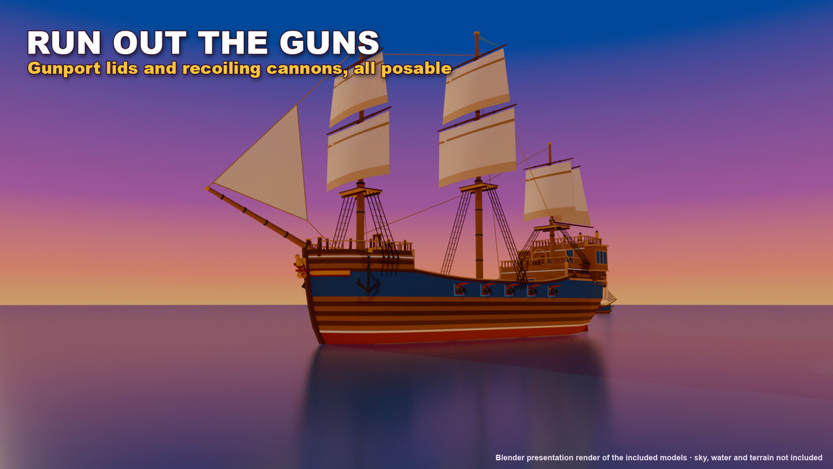 Stylized Pirate Ships & Boats: 13 Vessels + Harbour Dock Kit
