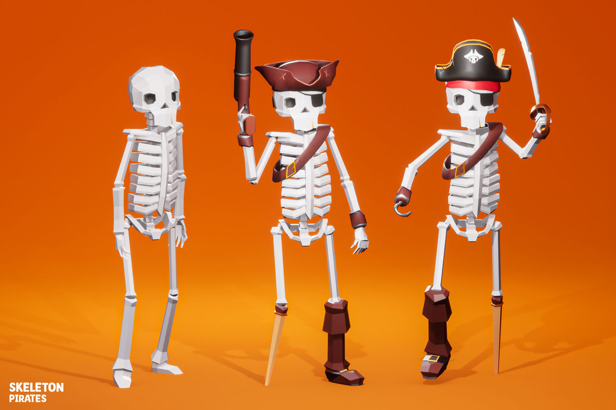 Low Poly Skeleton Pirates
