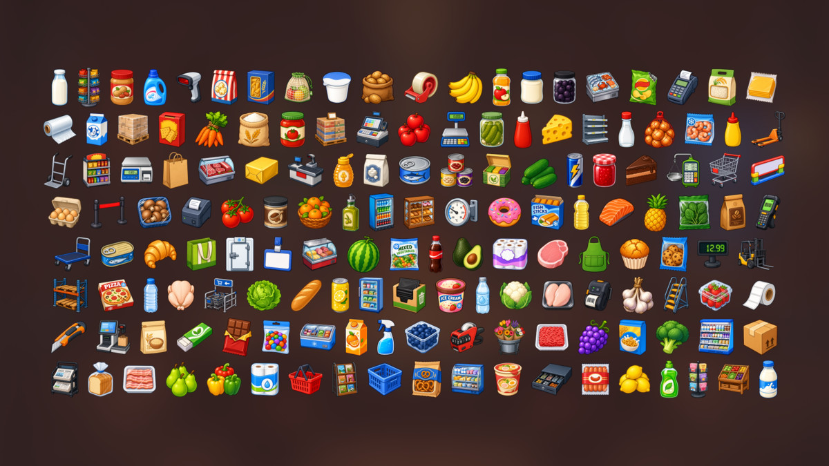 Grocery Store Supermarket Retail Food Market Management Icons Pack