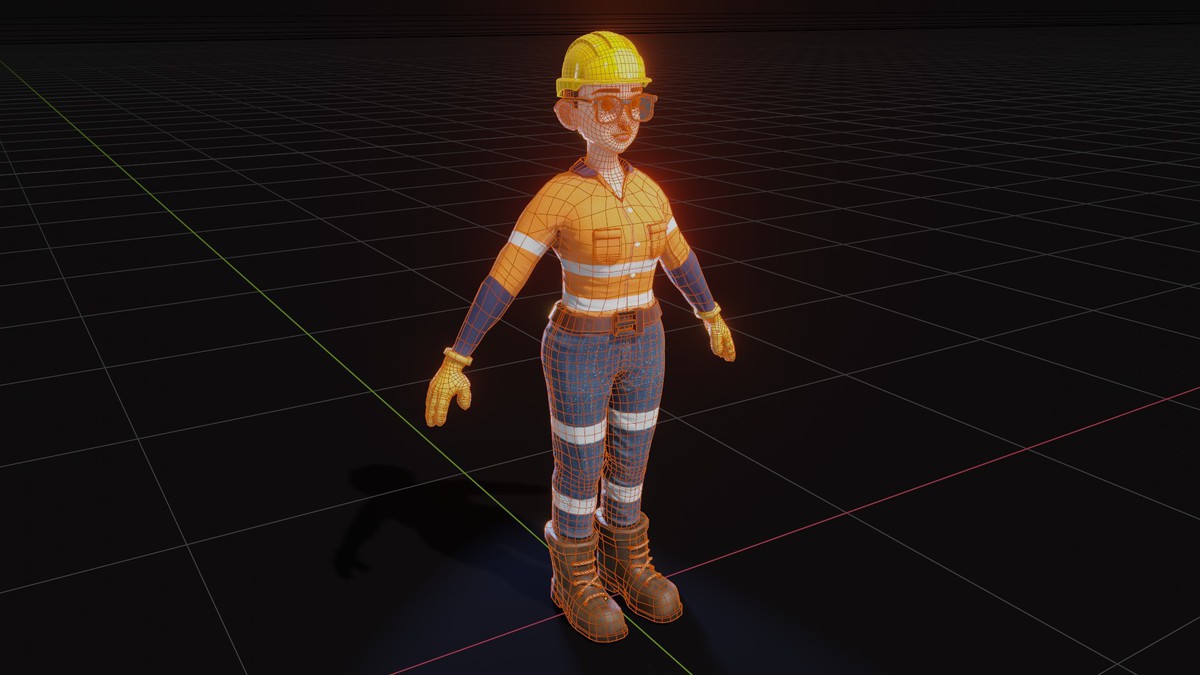 Stylized Female Worker 3D Model – Animated & Customizable (Game-Ready, Built-In)