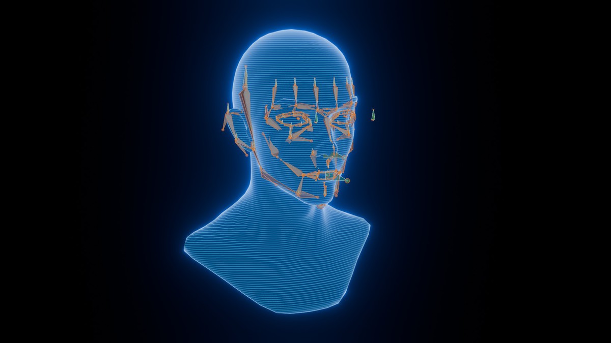 Anime Human Hologram Heads 3D Model Rigged with Facial Expressions