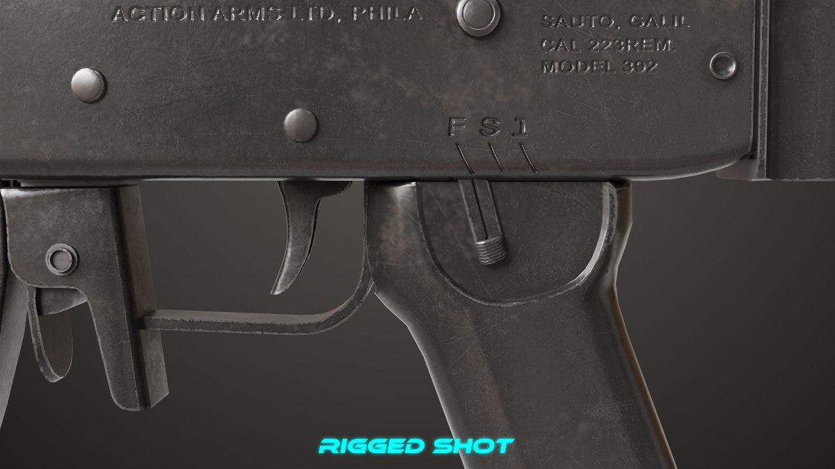 Machine Gun 13 Wood Handle URP HDRP Textures