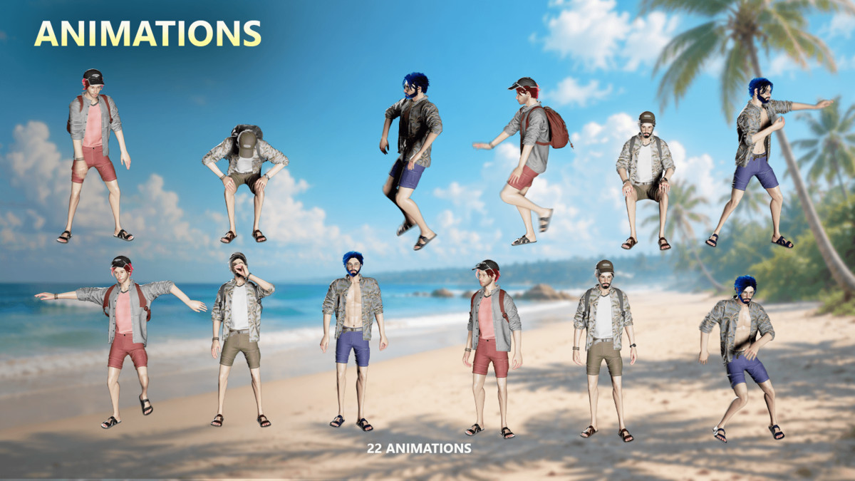 Casual Summer Guy – Modular Game Character