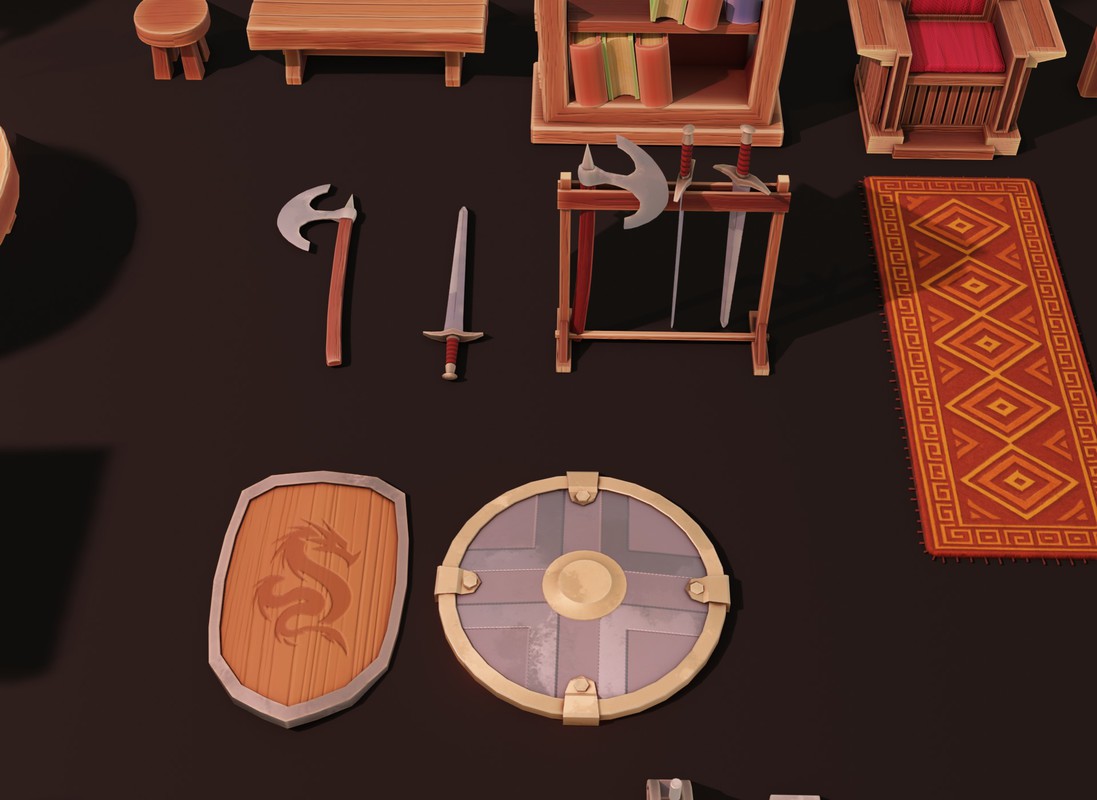 Stylized Fantasy Interiors – Low Poly 3D Props Pack (Built-in)