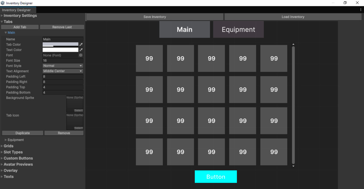 Advanced Inventory Designer