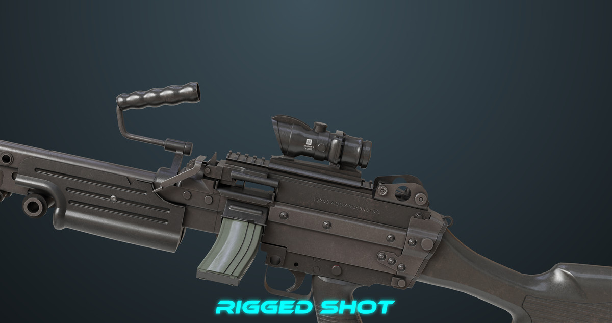 Machine Gun Sandal and Black Ammo Box URP HDRP Textures