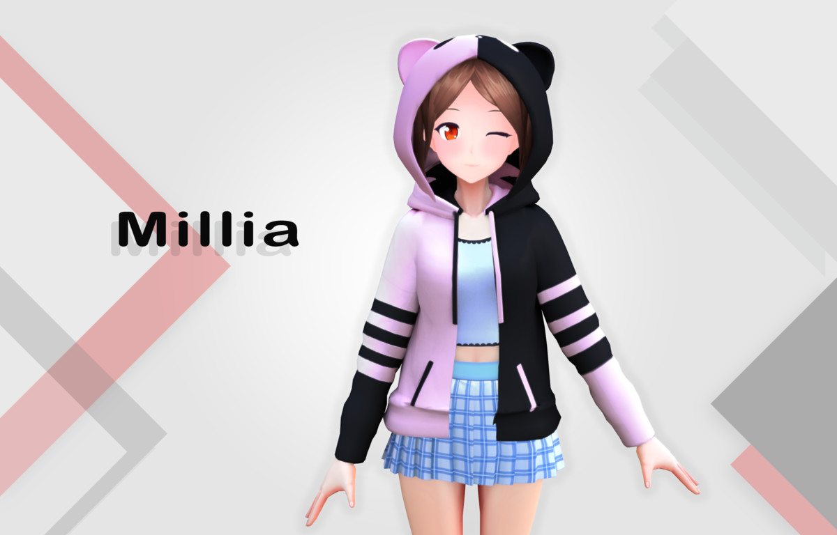Millia 3D: Anime Style Character (For VRChat/Game-Ready)