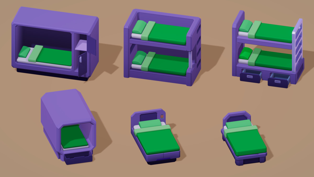 Sci-Fi Living Quarters - Low-Poly Asset Pack 01