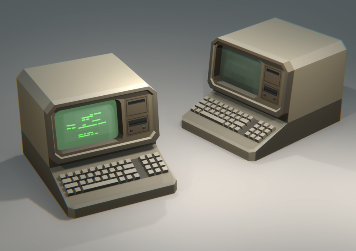 Low Poly Sci-Fi Luggable Computer Pack (8 Models) - Retro 80s Terminals