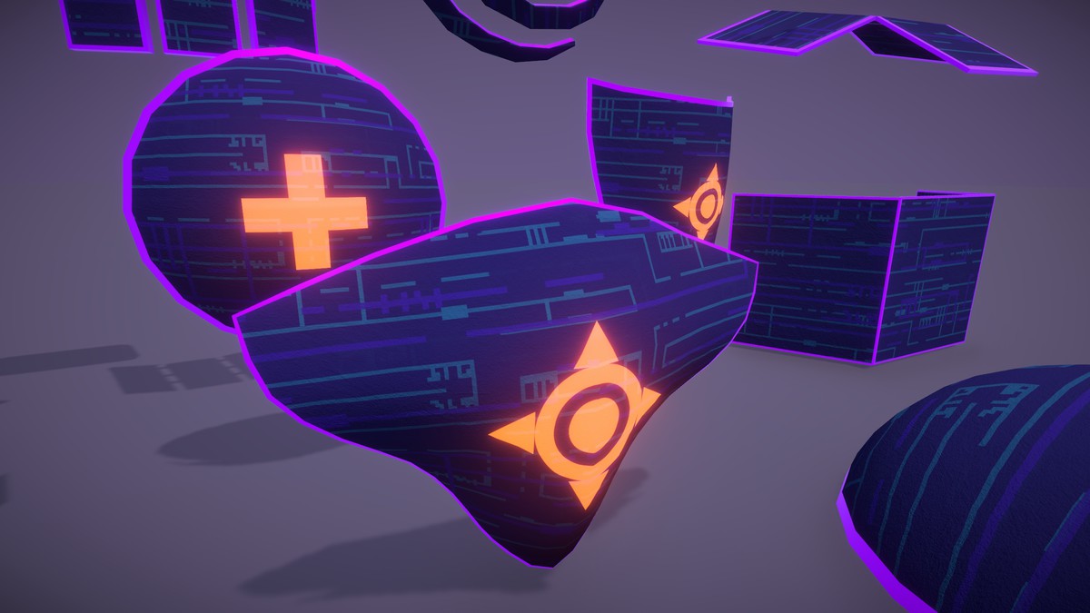 Cyber Neon Defense Shields 3D