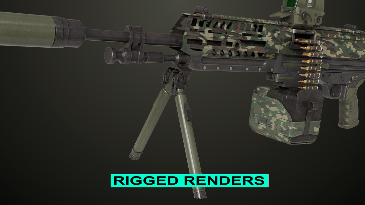 Machine Gun 14 Military Green URP HDRP Textures