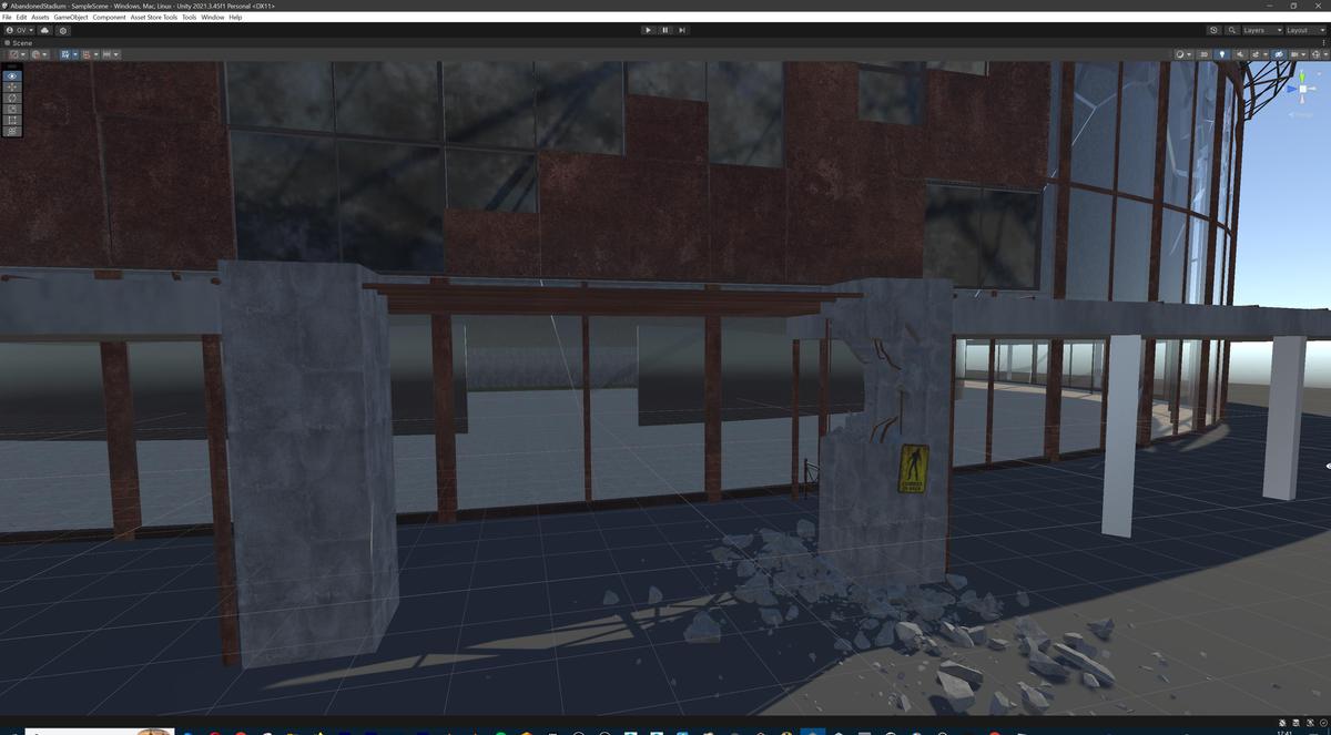 Abandoned Post-Apocalyptic Football Stadium - Modular Environment 3d Level