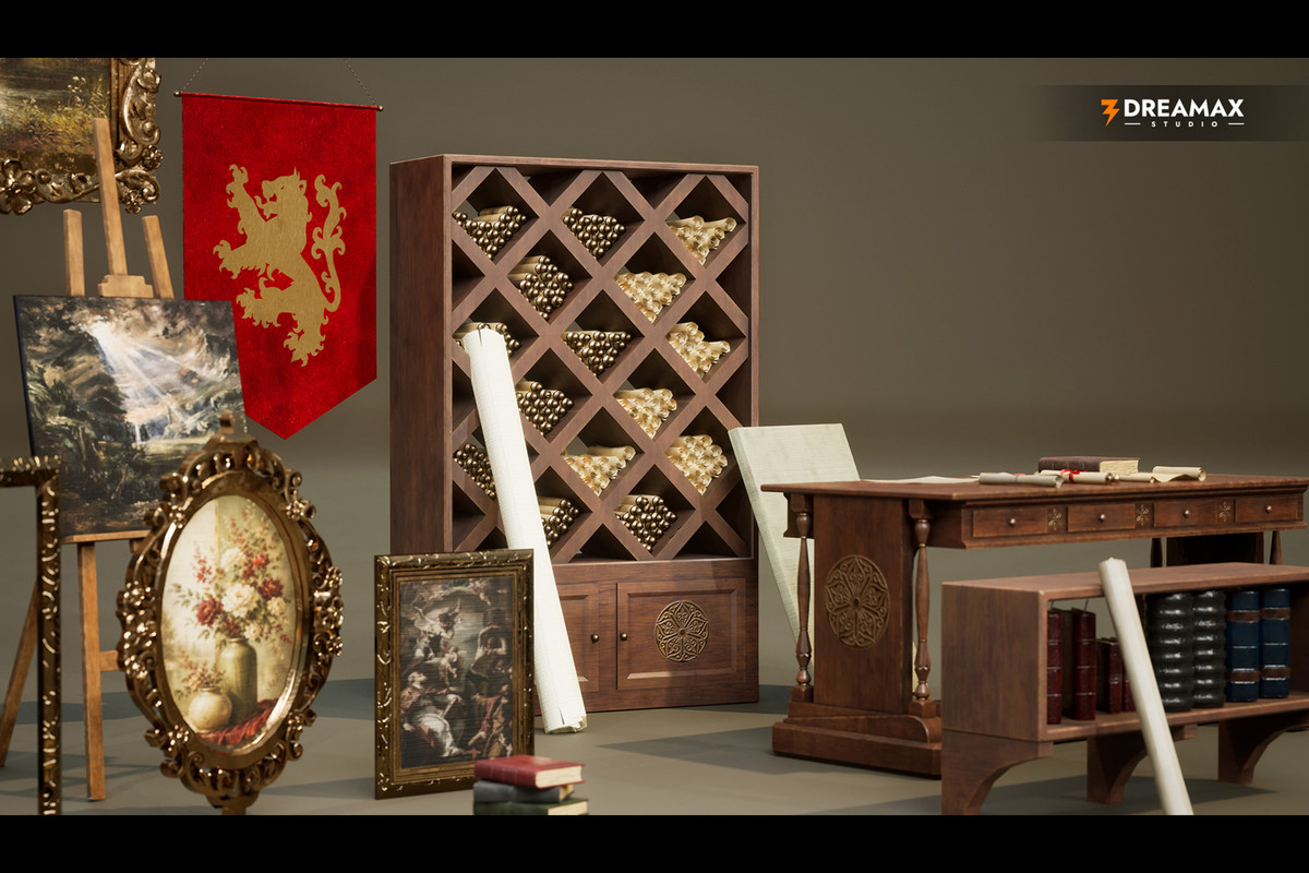 Medieval & Fantasy Paintings - Books, Scrolls & Picture Frames Vol. 1