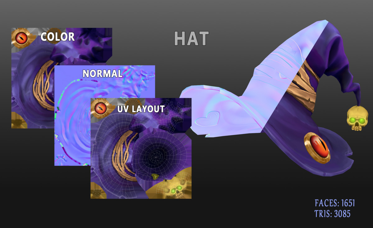 Stylized Magic Hats l Game Ready l Handpainted