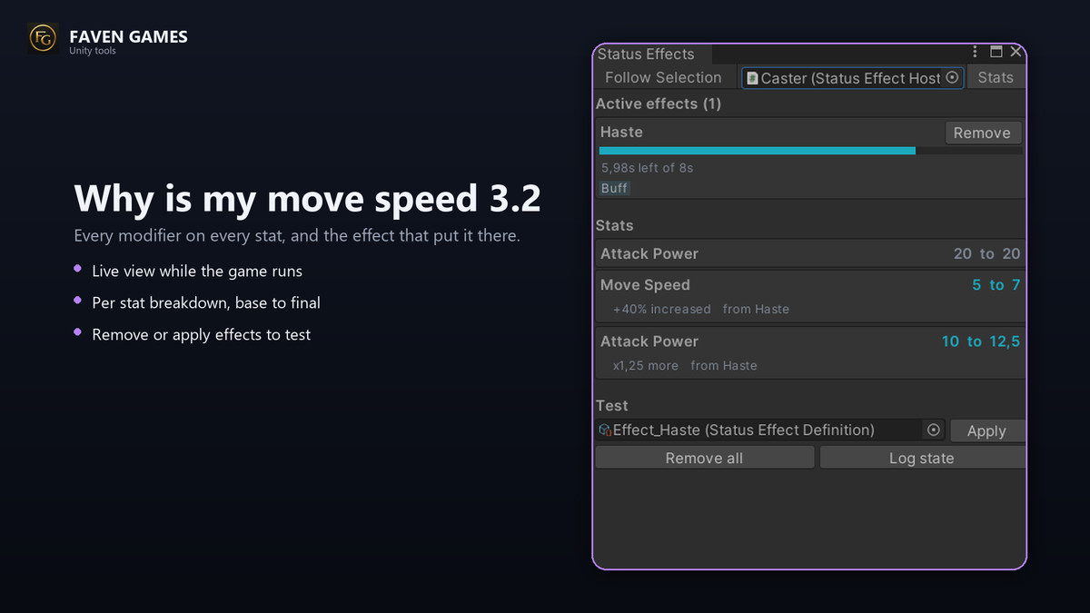 Status Effect System - Buffs, Debuffs, DoT & Stat Modifiers