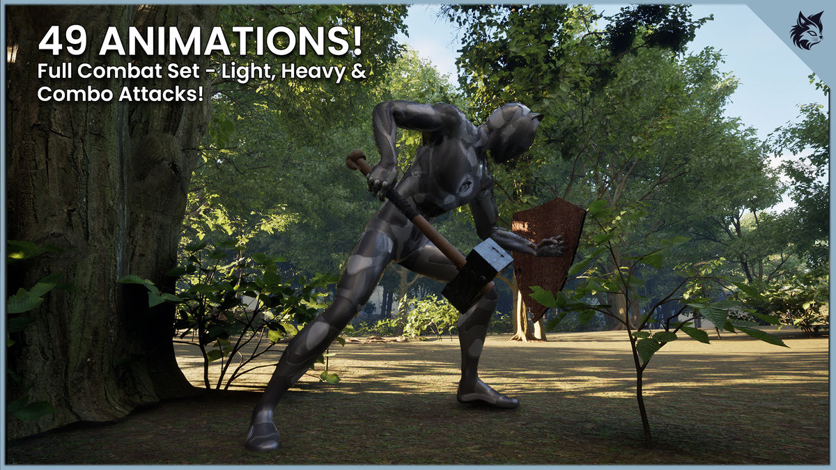 Hammer and Shield Combat Animation Pack