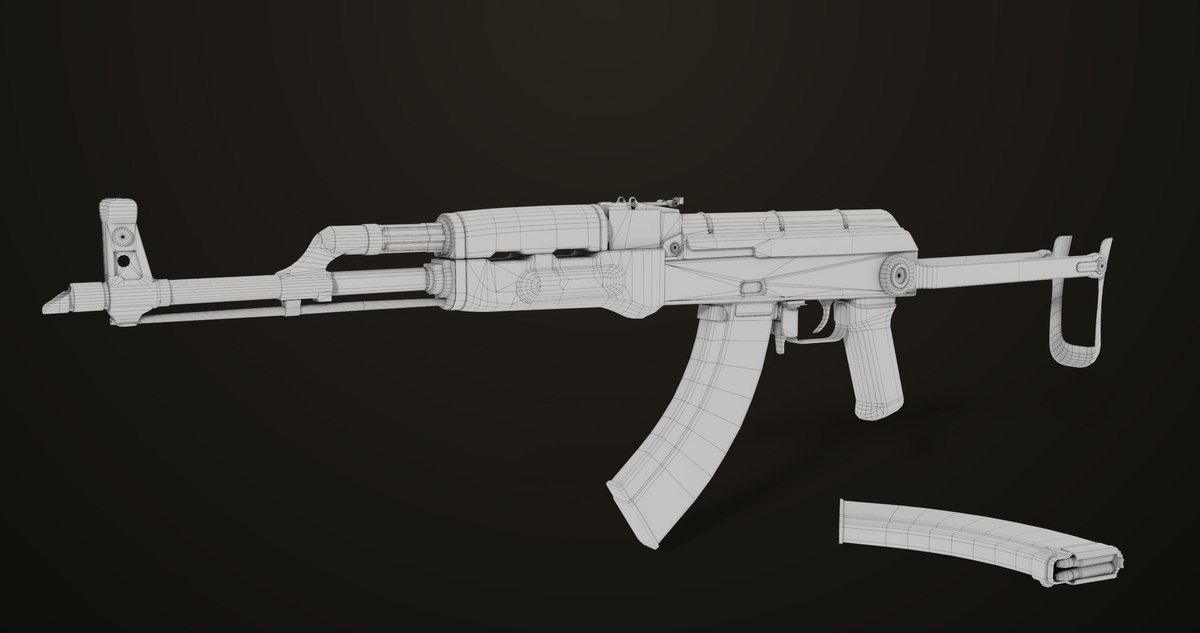 AKMS Light Machine Gun 10 Wood URP HDRP Texture