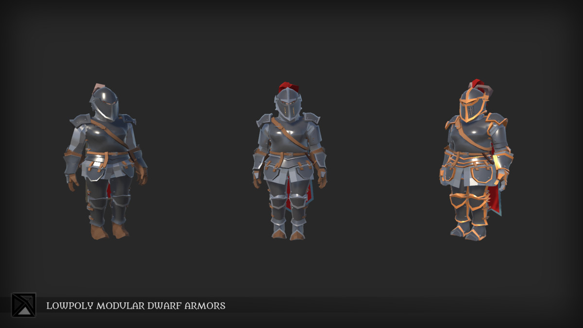 Lowpoly Dwarves Modular Armors Bundle- MEDIEVAL FANTASY SERIES