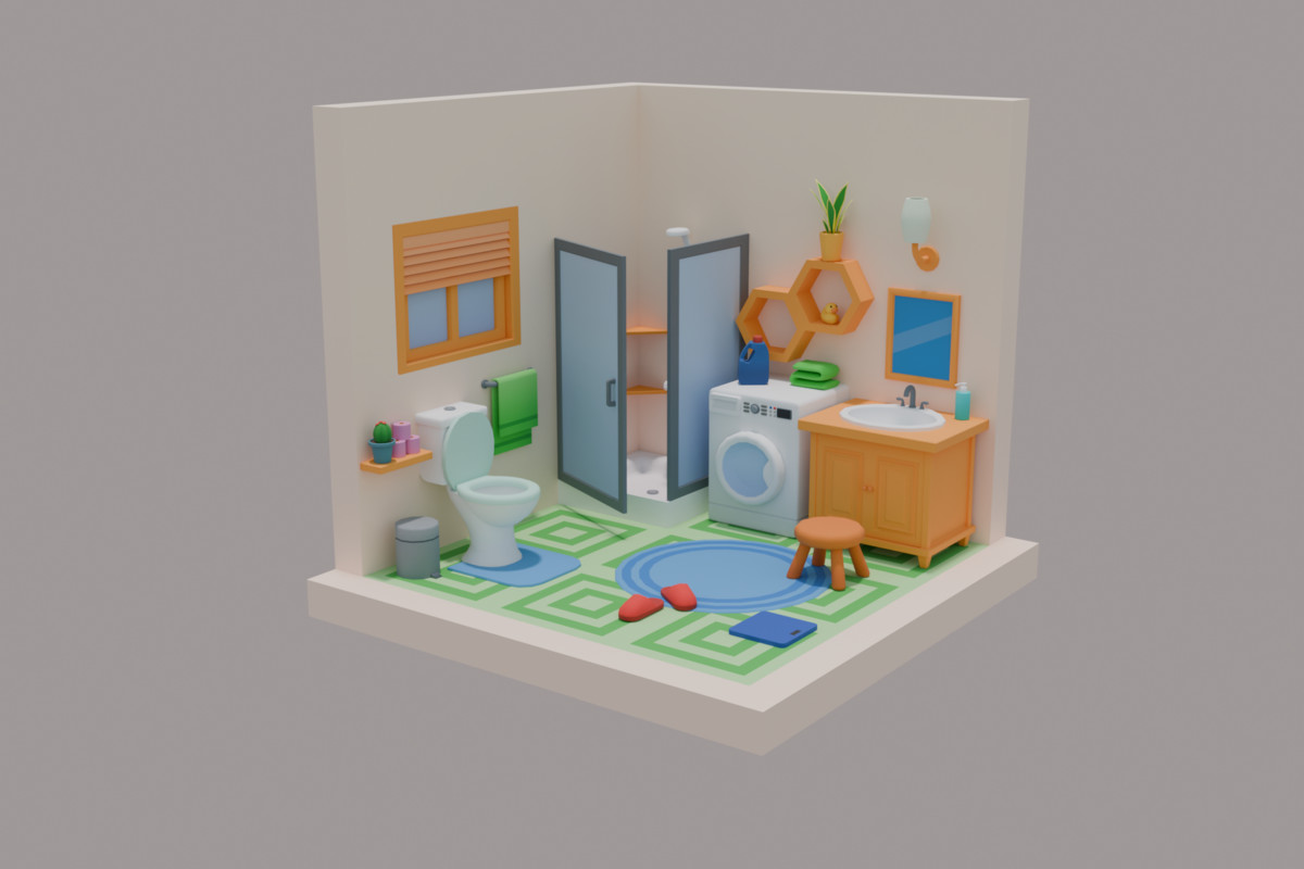 Low Poly Modular Bathroom Pack (550+ Props)