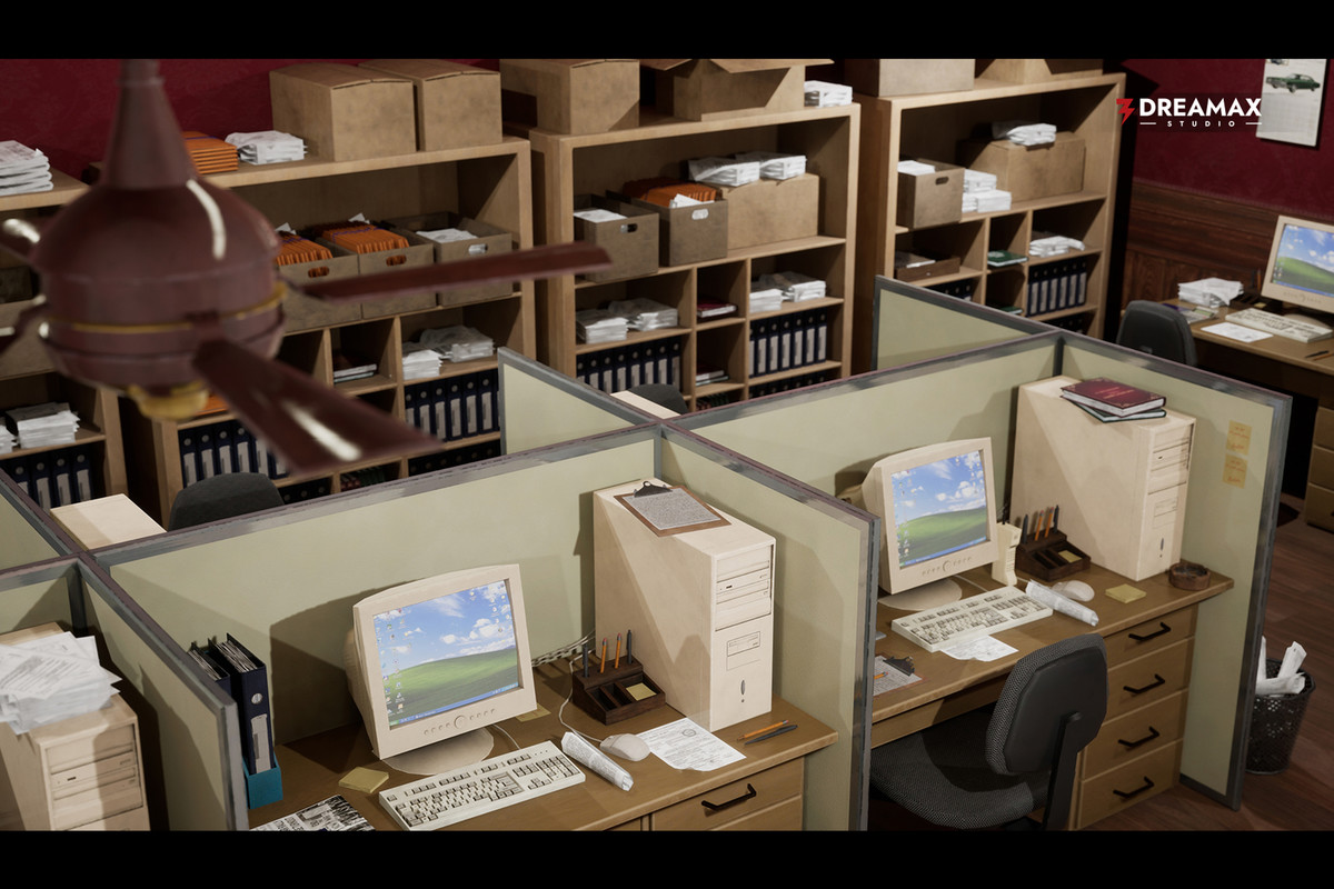 Retro Office Props - 90s Cubicle, Desk, Filing & Classic Workplace Assets