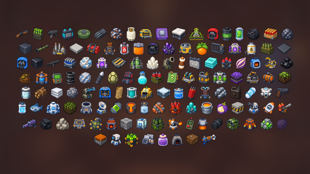 Sci-Fi Industry Mining Weapons Ammunition Base Resources Icons Pack