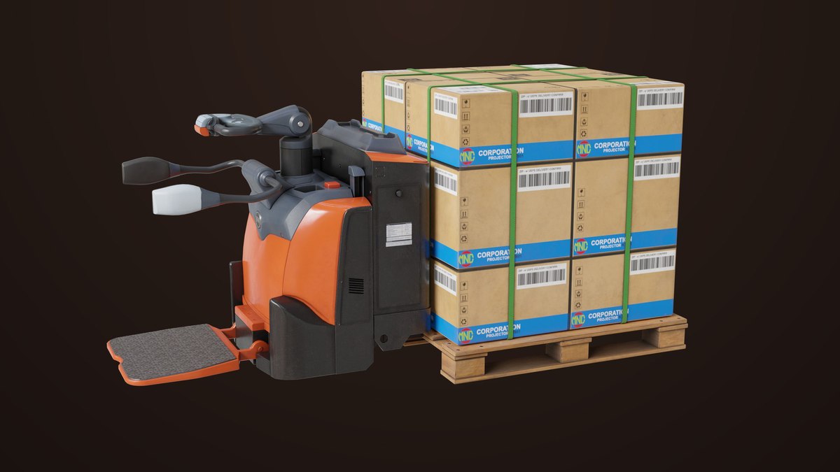 Forklift with Pallet 01 Orange URP HDRP Textures