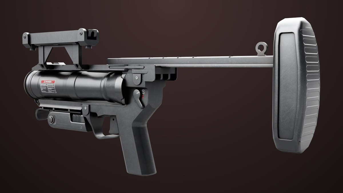 6 Grenade Launcher Black URP HDRP Textures