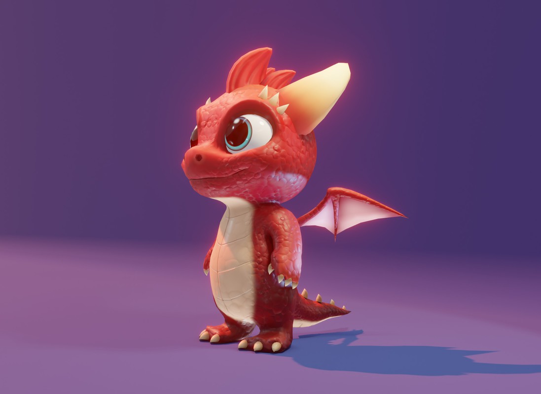 Cartoon Red Baby Dragon 3D Character With 5 Music Tracks & 36 Sound Effects