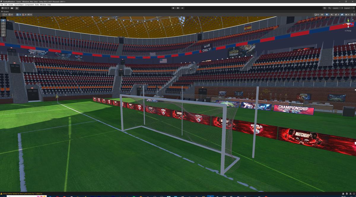Modular Soccer Football Stadium Arena With 4 Roofs - Sport Environment 3d Level