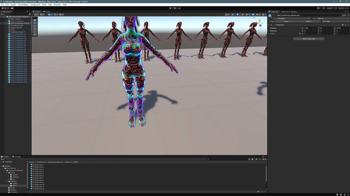 Bio Lines: Gut Woman, a Humanoid Character for horror games