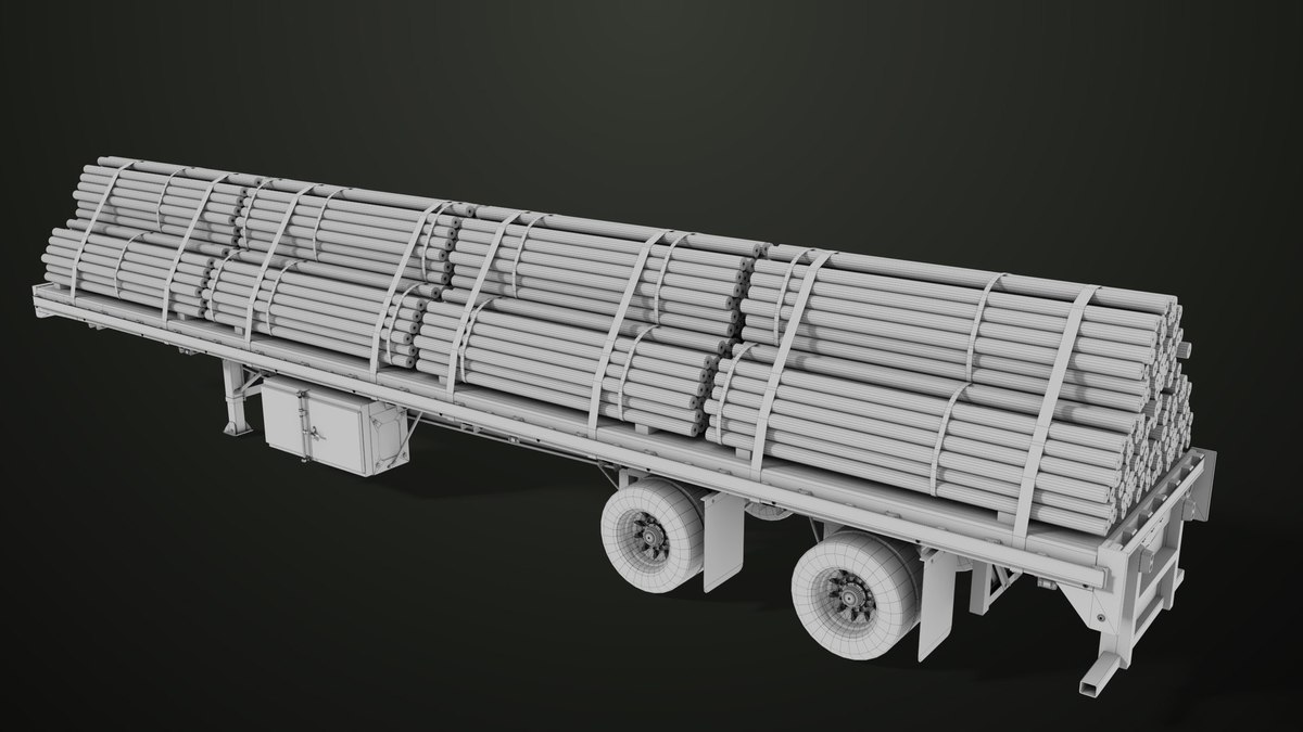 Heavy Truck 04 Flatbed Load Trailer URP HDRP Textures