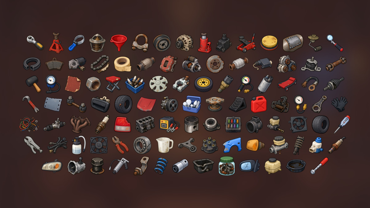 Car Repair Garage Mechanic Auto Parts Maintenance Icons Pack
