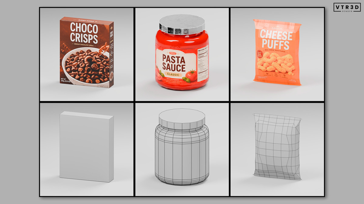 Supermarket Grocery Props - 29 Textured Products