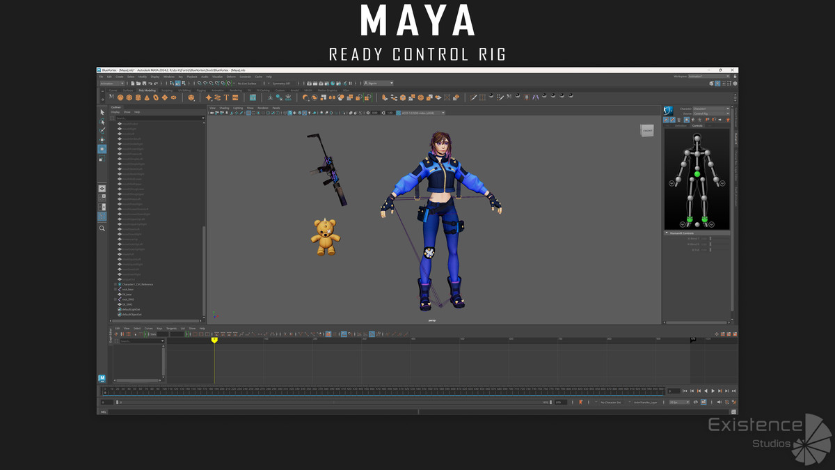 Blue Vortex – Stylized Sci-Fi Shooter Girl