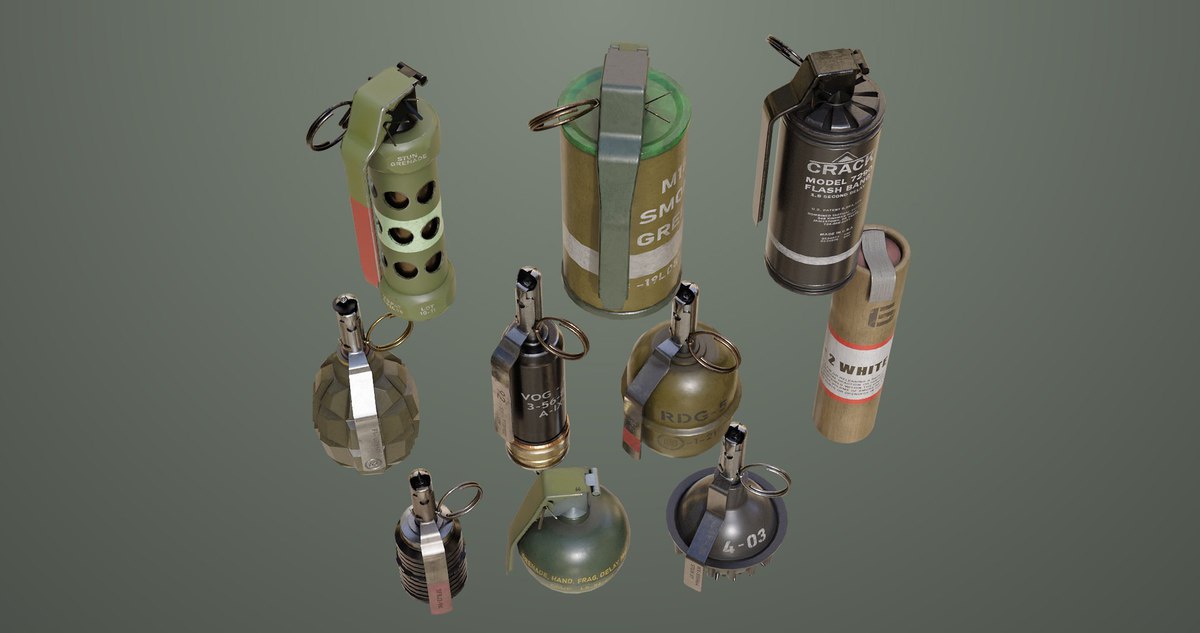 10 Grenades Single Mat URP HDRP Textures