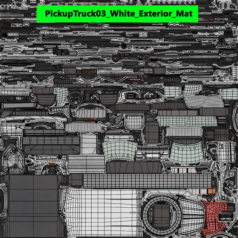 Pickup Truck 03 Grey and White URP HDRP Textures