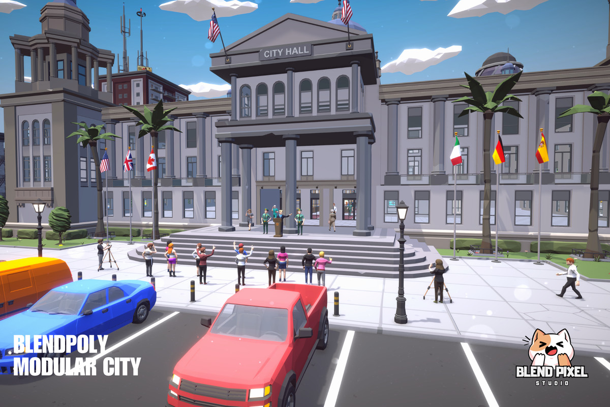 BlendPoly Modular City - Low Poly Assets