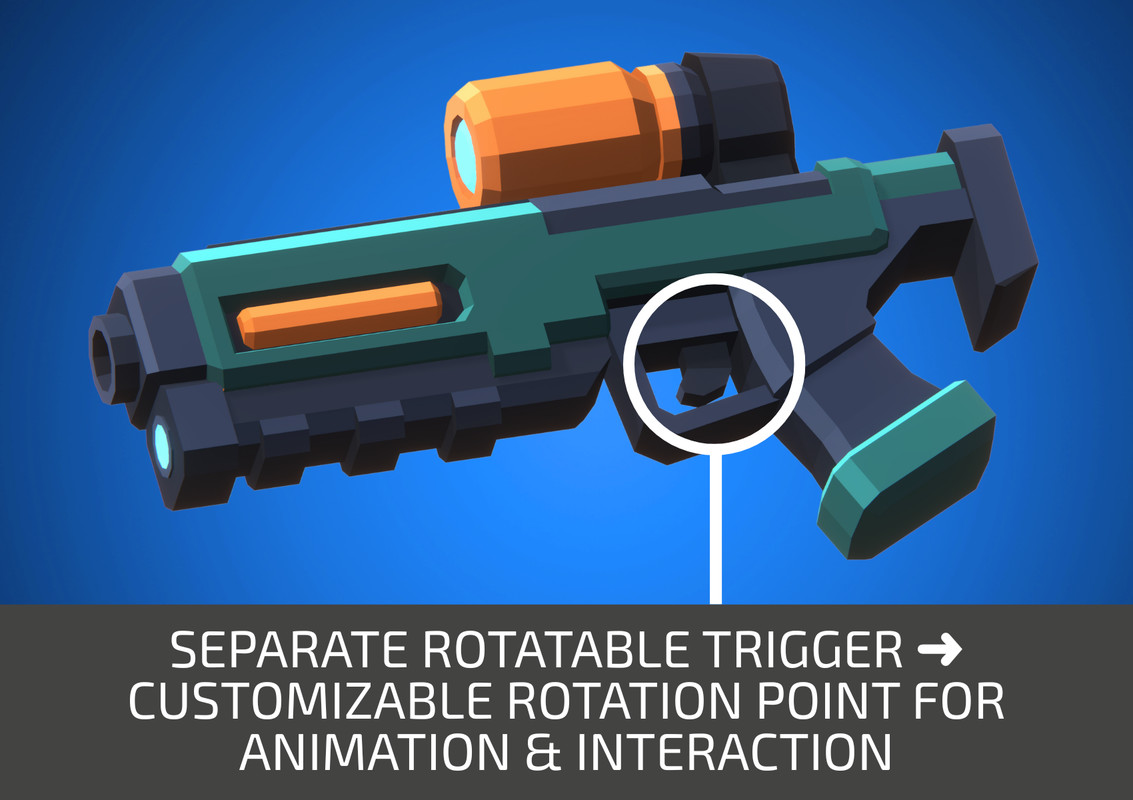 Low Poly Sci-Fi Blasters Bundle (36 weapons) - Retro Style