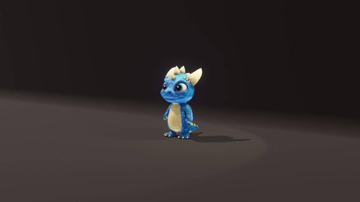 Cartoon Blue Dinosaur 3D Model – Animated Character