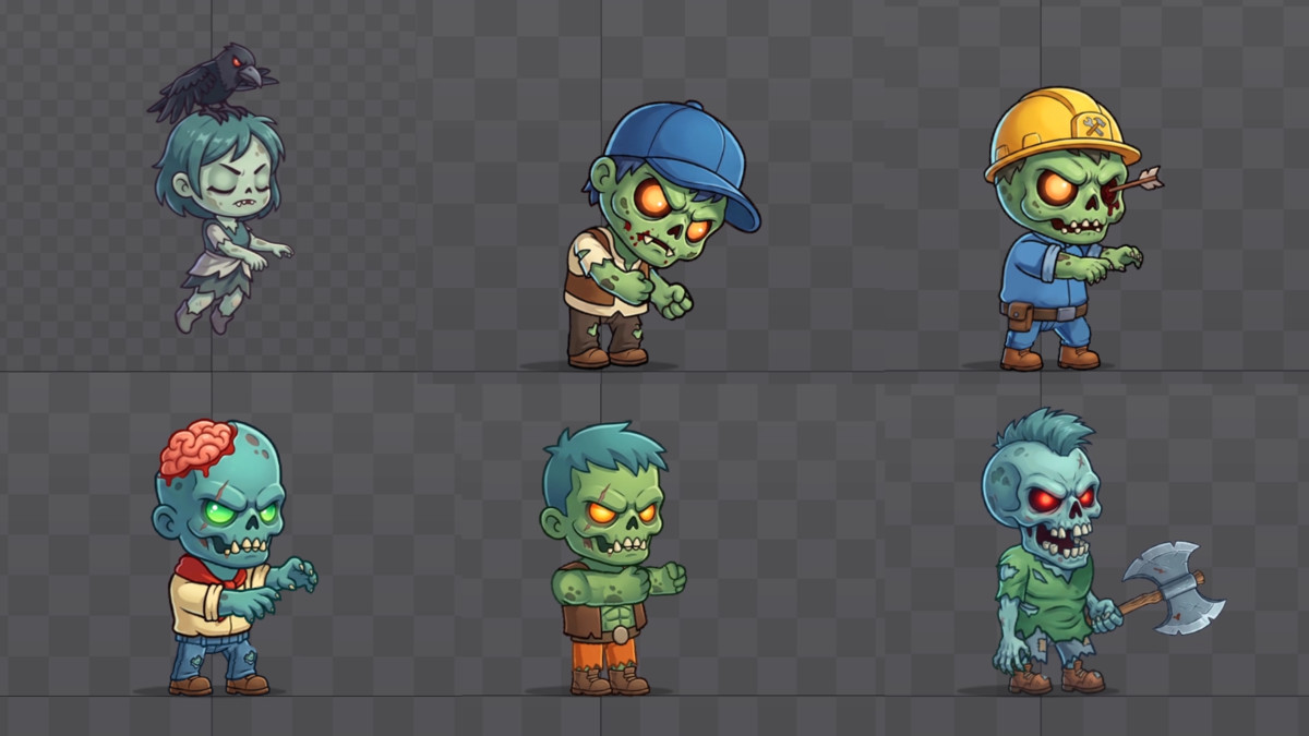 Zombie Game Creation Pack - 21 Spine Characters