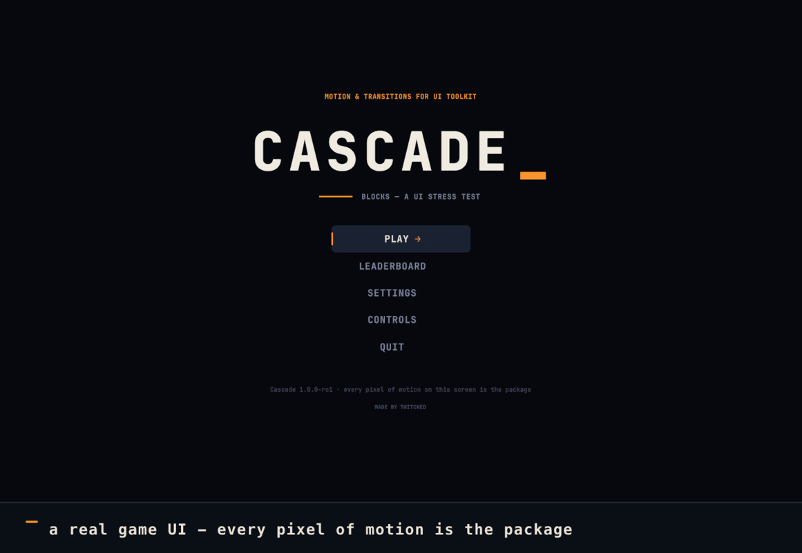 Cascade : UI Toolkit Animation, Tweens & Transitions