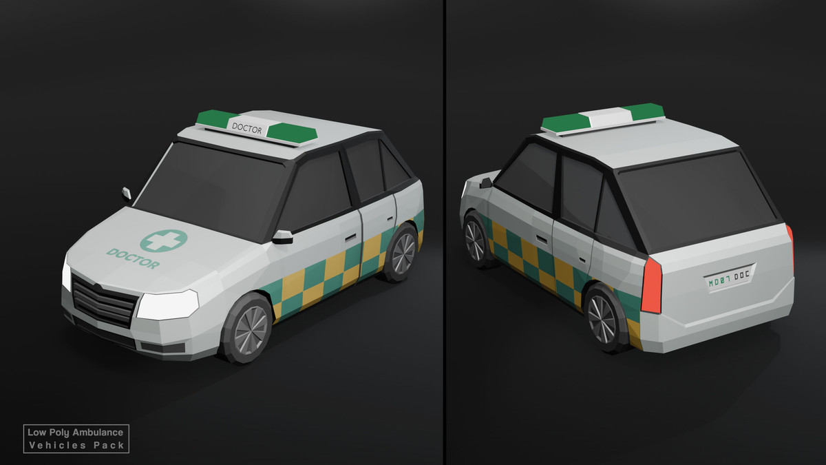Low Poly Ambulance Vehicles Pack