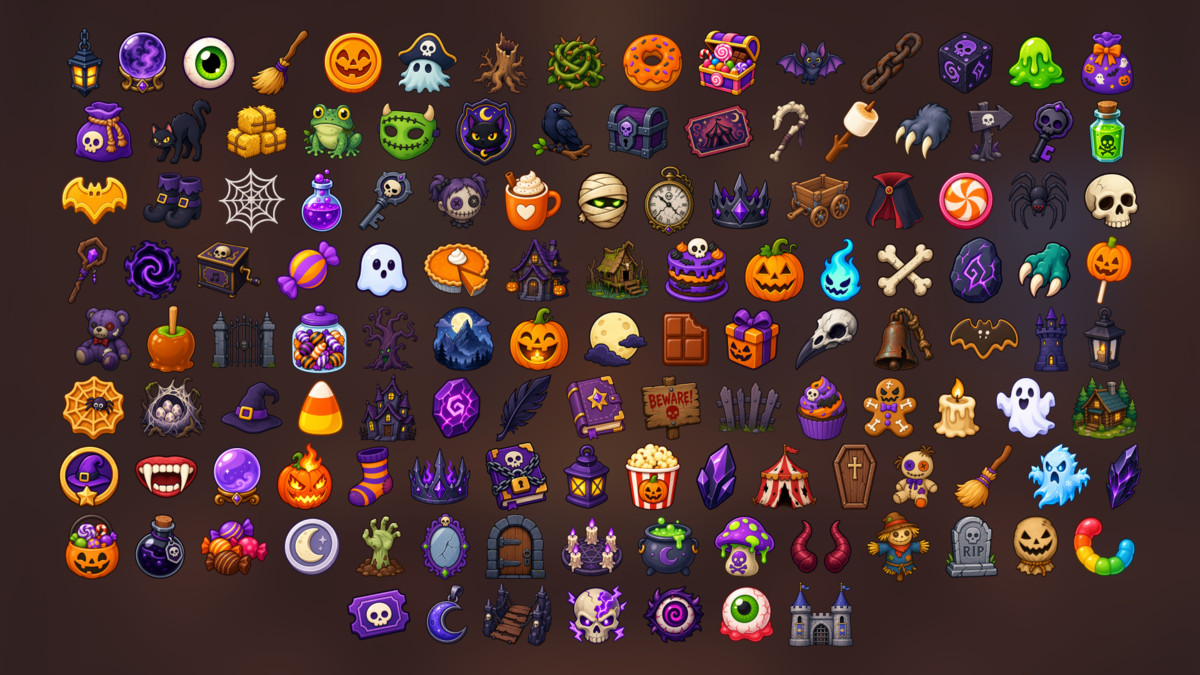 Halloween Horror Monsters Magic Collectibles Rewards Icons Pack